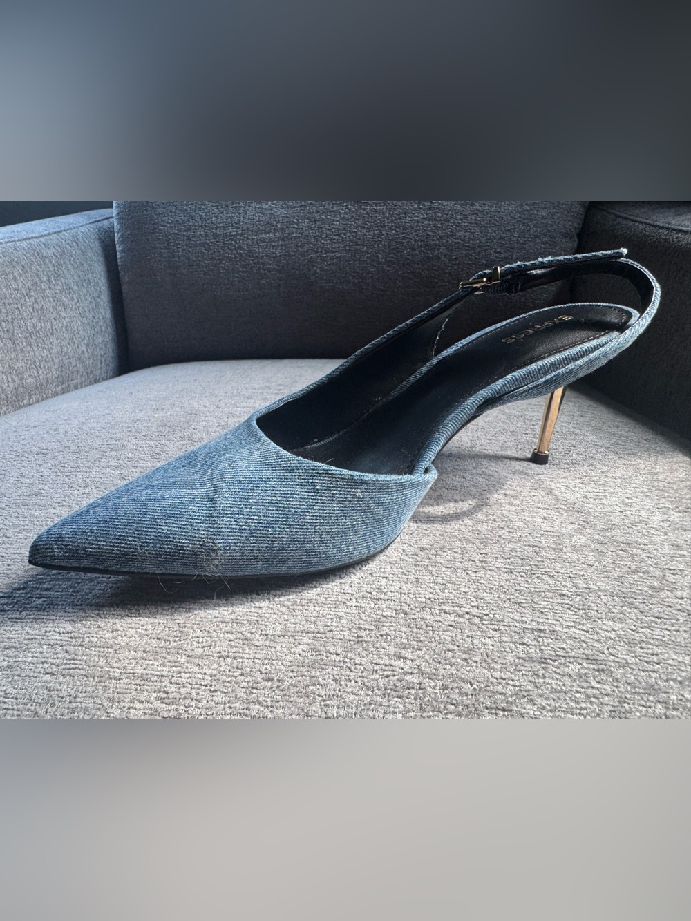 Express Denim 2” Slingback Pumps with Gold Heel - Picture 8 of 11